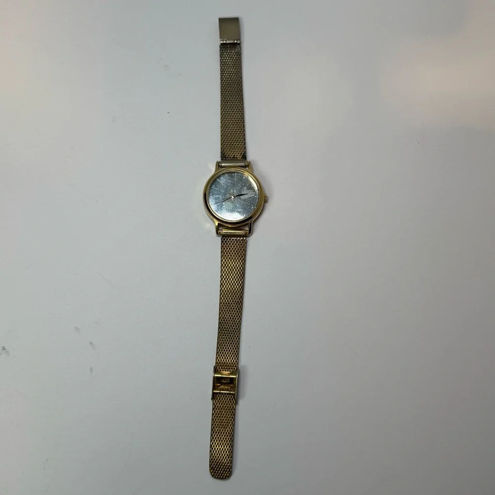 Vintage Lorus by‎ Seiko Disney Holographic Mickey Mouse Quartz Watch Gold Band